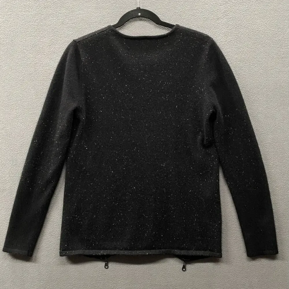 Knyt Lynk Cashmere V Neck Sweater Black Women S Speckled Casual Cozy Long Sleeve
